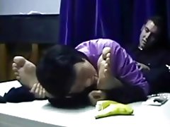 Chinés milf adora home de pé